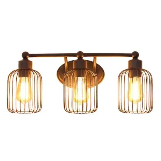 Lalia Home Ironhouse 3 Light Industrial Cage Vanity {4}