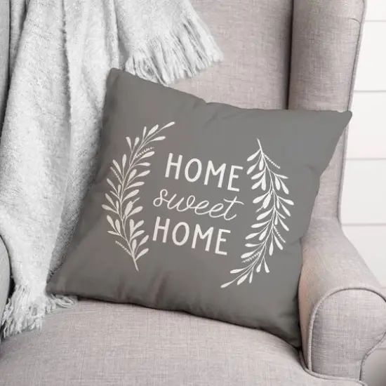 18" x 18" Home Sweet Home Versatile Throw Pillow Gray {3}