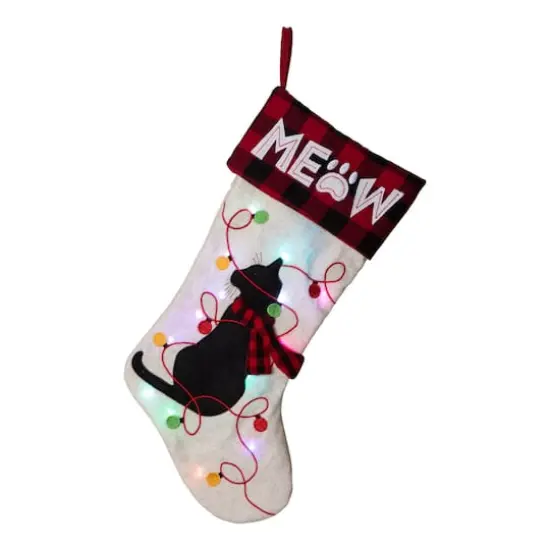 Glitzhome&reg; 21" LED Cat Christmas Stockings, 2ct. {4}