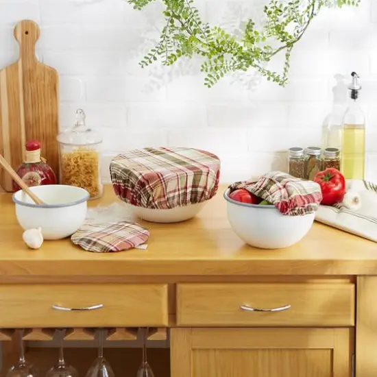 Give Thanks Plaid Woven Dish Cover Set {6}