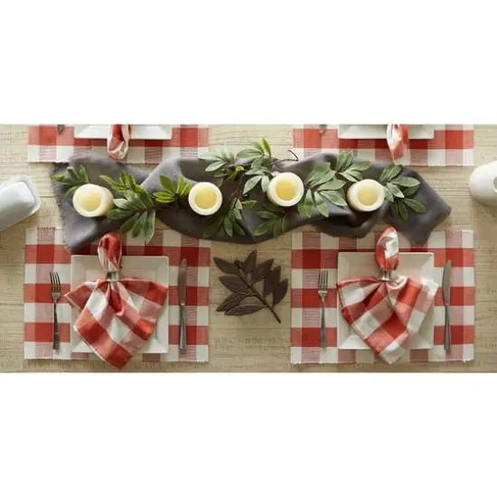 DII&reg; Buffalo Check Ribbed Placemat, 6ct. Vintage Red/White {10}