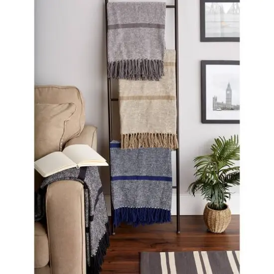 DII&reg; Striped Homespun Throw Gray {4}