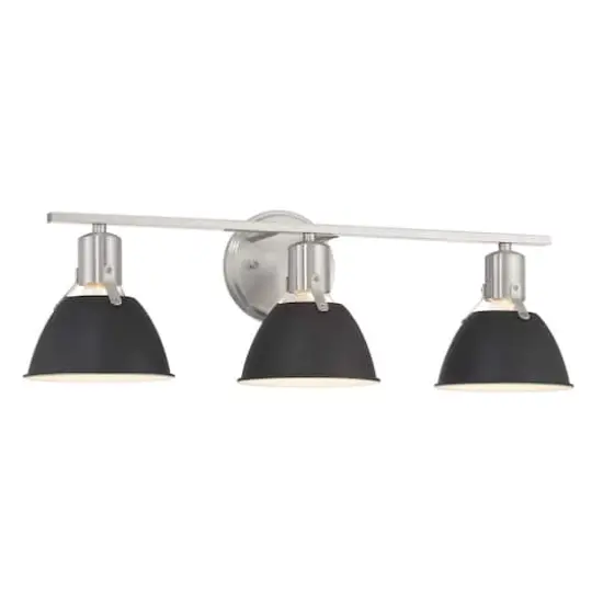 Hello Honey&reg; 24" Cooper Black & Nickel Metal 3-Light Vanity Light with Etched Glass Shades {1}