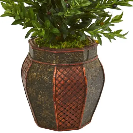 3.5ft. Green Olive Cone Topiary Tree in Decorative Planter {4}