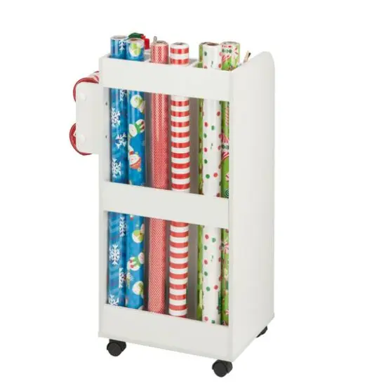 Honey Can Do 3-Drawer White Rolling Craft Cart with Drawers & Slotted Compartments {11}