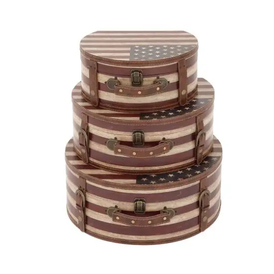 Traditional Wooden American Flag Decorative Box Set {9}