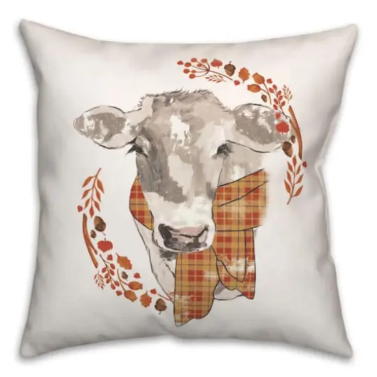 Autumn Cow Wreath Throw Pillow {1}