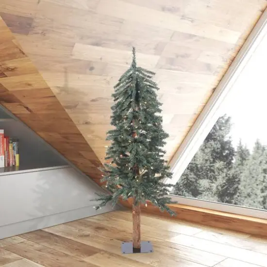 4ft. Pre-Lit Natural Bark Alpine Artificial Christmas Tree, Clear Dura-Lit&reg; Lights {3}