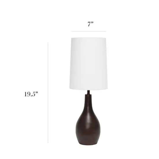 Simple Designs 19.5" Tear Drop Table Lamp with Fabric Drum Shade Restoration Bronze {4}