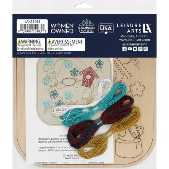 Leisure Arts&reg; Intermediate Gnome & Birds Wood Stitchery Kit {3}