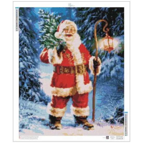 Sparkly Selections Santa Getting A Christmas Tree Diamond Painting Kit, Square Diamonds {3}