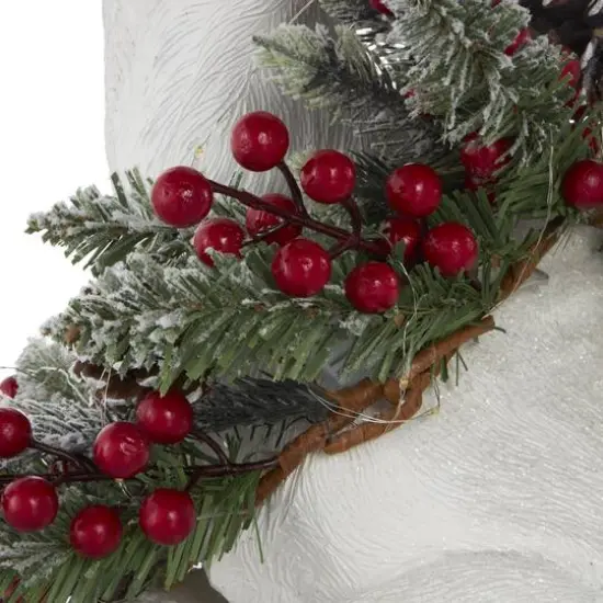 23" White Reindeer with Woodland Animals Sculpture {4}