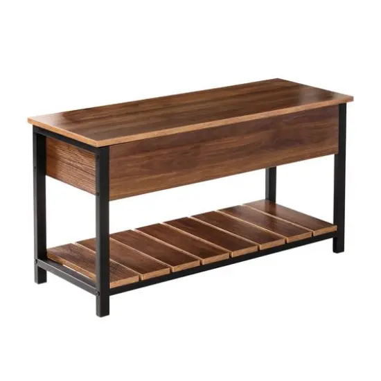 Honey Can Do Walnut Entryway Shoe Storage & Bench {4}