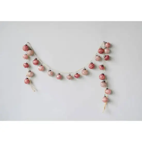 Hello Honey&reg; 6ft. Pink Embossed Mercury Glass Ornament Garland {4}