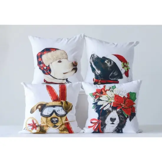 Hello Honey&reg; 18" Christmas Dog Cotton Accent Pillow Set {3}