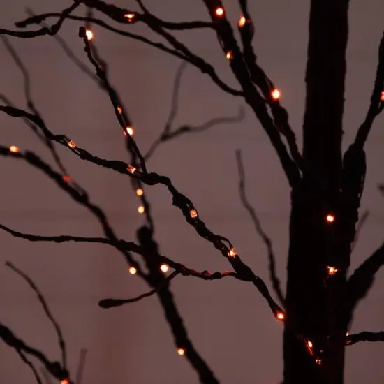8ft. Pre-Lit Halloween Black Twig Artificial Tree with 510 Orange & Purple LED Lights {10}