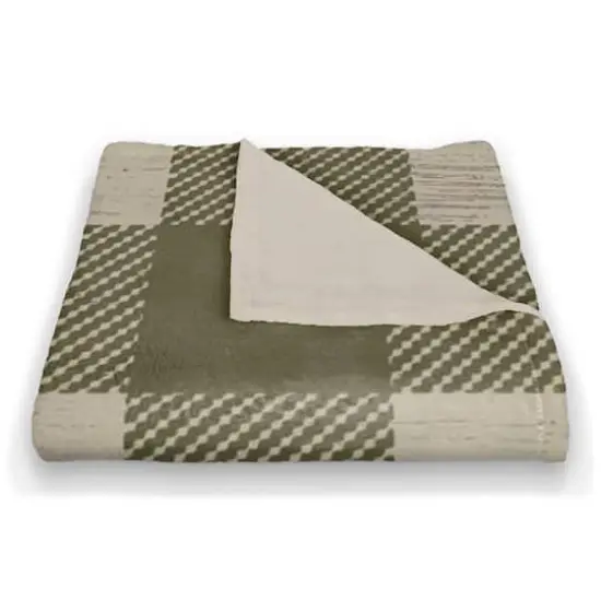 Green Buffalo Check Coral Fleece Blanket {3}