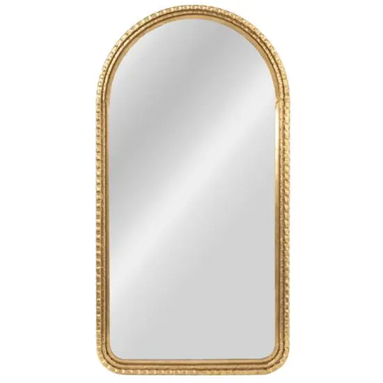 Hello Honey&reg; 33" Gold Decorative Arched Metal Wall Mirror {9}