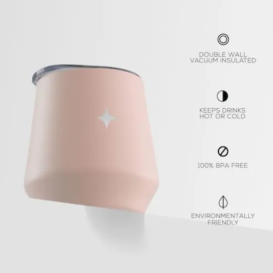 JoyJolt&reg; 12oz. Vacuum Insulated Stemless Wine Tumbler with Lid Pink {5}