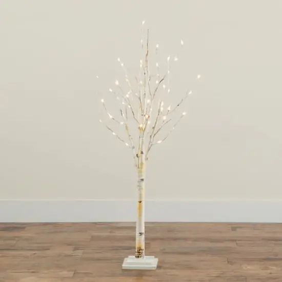 4ft. Pre-Lit Birch Artificial Christmas Tree, Warm White LED Lights {10}