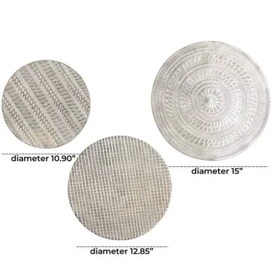 Silver Aluminum Modern Wall Decor, Set of 3 11", 13", 15" {8}