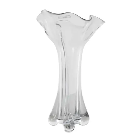 Clear Abstract Fluted Tulip Glass Vase {7}