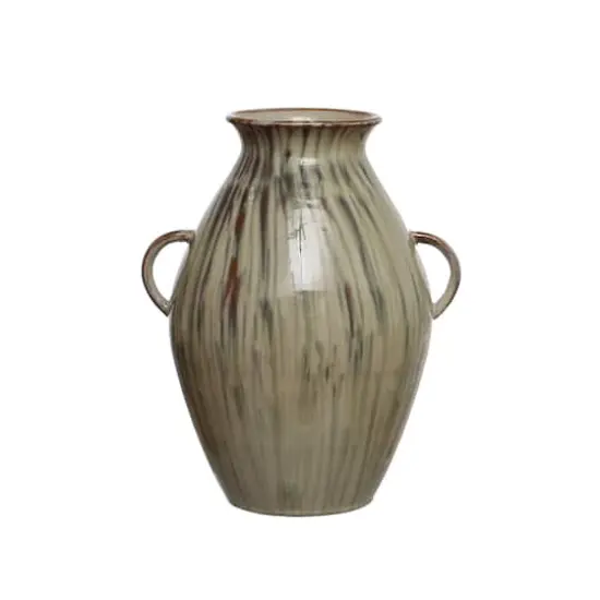Hello Honey® 14" Multicolor Reactive Glaze Hand-Painted Stoneware Vase with Handles {3}