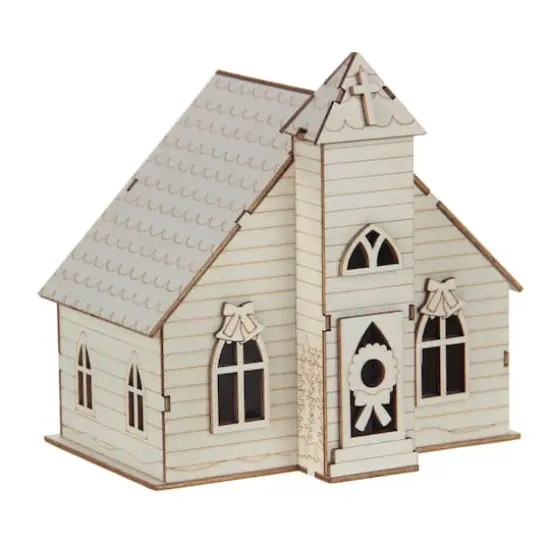 6.5" Unfinished Village Church DIY LED Wood D&eacute;cor by Make Market&reg; {5}