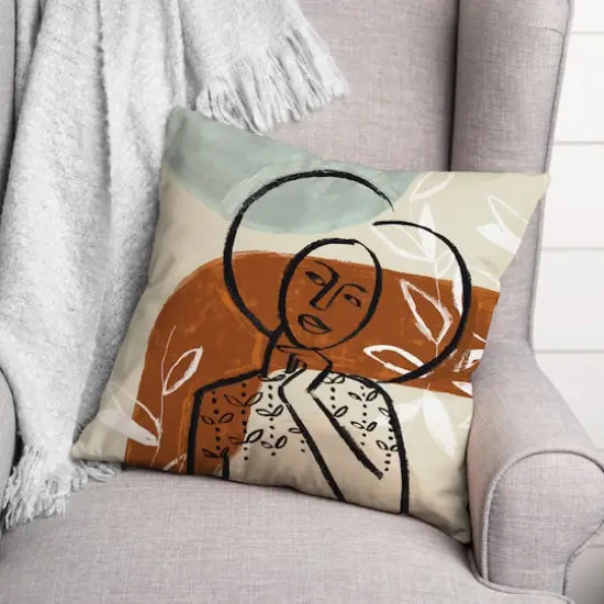 Earthy Abstract Figure I 18" x 18" Throw Pillow {4}