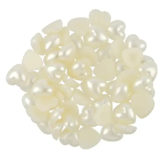 7.4mm Ivory AB Flatback Plastic Pearl Hearts, 300ct. by Bead Landing™ {1}