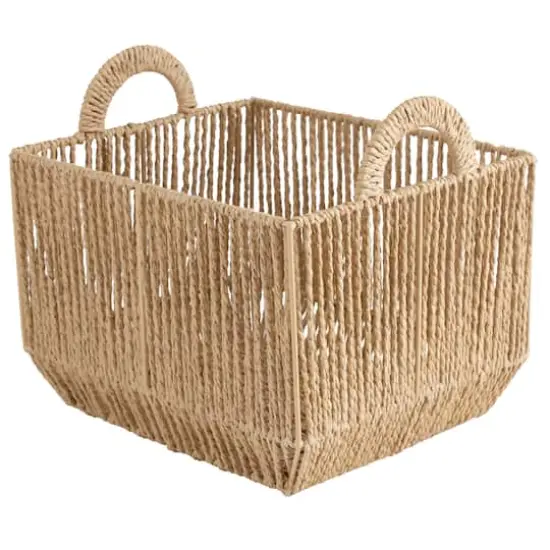 Simplify Large Vertical Weave Storage Basket with Round Handles {5}