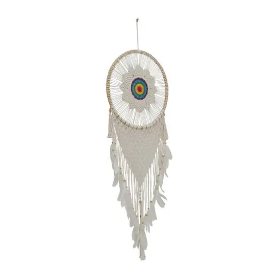 White Cotton Bohemian Dreamcatcher Wall Decor, 21" x 1" x 63" {3}