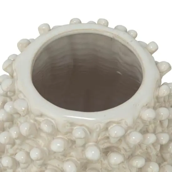 Hello Honey&reg; 10" Cream Round Embossed Stoneware Formed Vase {11}