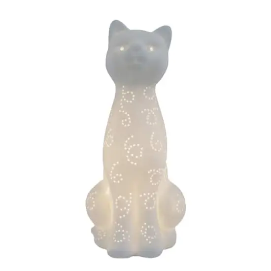 Simple Designs Porcelain Kitty Cat Shaped Animal Light Table Lamp {3}
