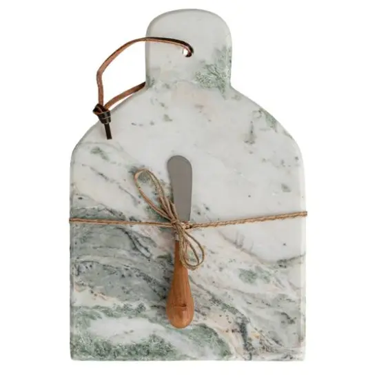 Hello Honey 12" x 8" Green Marble Cutting Board with Knife {10}