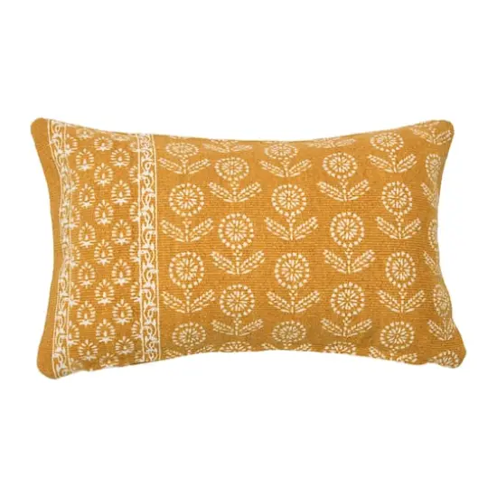 Hello Honey&reg; 20'' Yellow Floral Fields Lumbar Pillow Cover {1}
