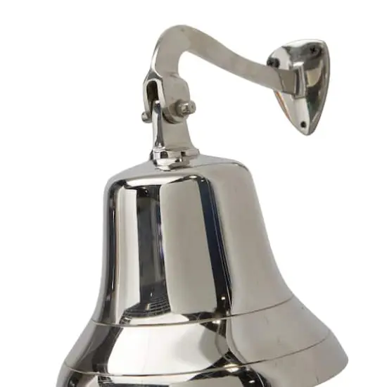 7.5" Silver Nautical Bell Wall Accent with Rope Pull {5}