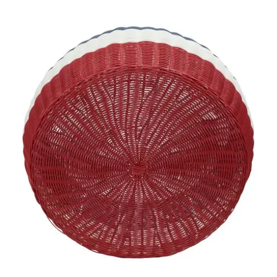 Household Essentials 9" Metal Woven Storage Ottoman Red Stripe {5}