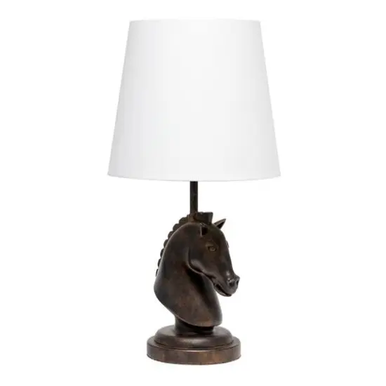Simple Designs Chess Horse Table Lamp Dark Bronze {11}