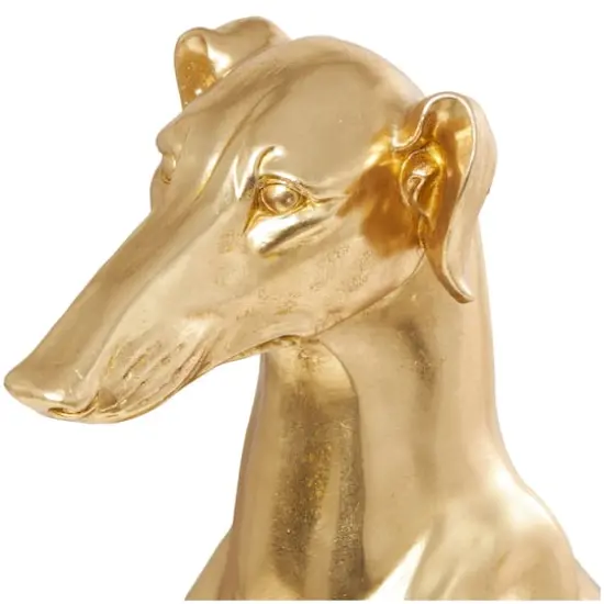 32" Gold Dog Sitting Greyhound Sculpture {8}