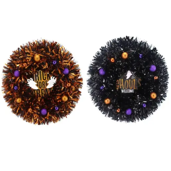 Assorted 18" Halloween Tinsel Wreath, 1pc. by Ashland&reg; {1}