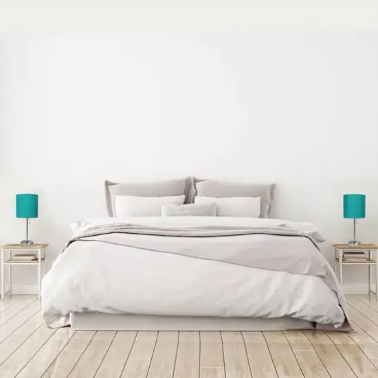 LimeLights 19.5" Brushed Steel Base Lamps with Charging Outlets, 2ct. Teal {6}