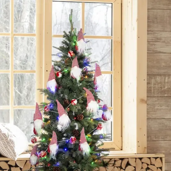 Glitzhome&reg; 6ft. Red & White Fabric Christmas Gnome Garland, 2ct. {4}