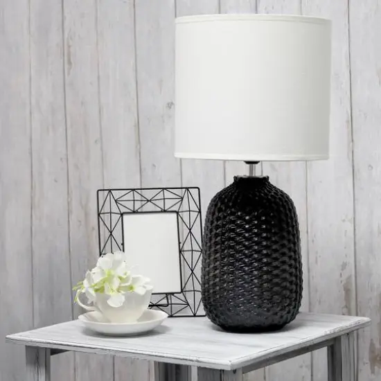 Simple Designs 20" Ceramic Purled Texture Table Lamp Black {5}