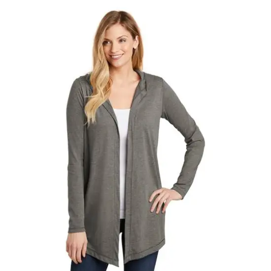 District&reg; Women's Perfect Tri-blend Hooded Cardigan Gray Frost {4}