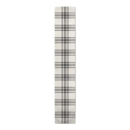 90'' Black Plaid Cotton Twill Runner {4}