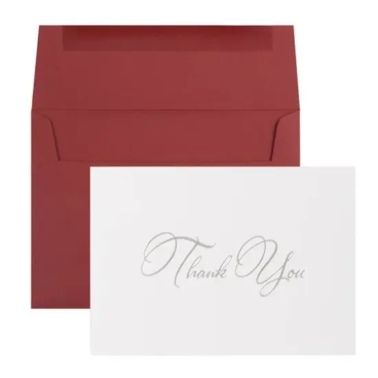 JAM Paper Thank You Card Set with Silver Script, 25ct. Dark Red {1}