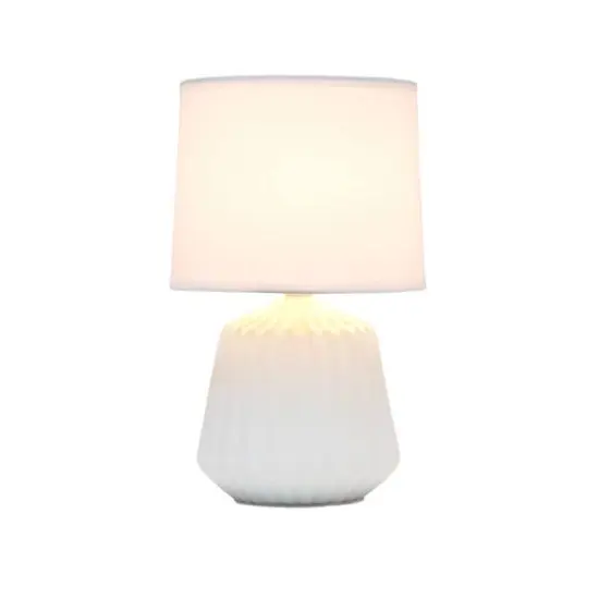 Simple Designs 11.3" Petite Off White Pleated Base Table Lamp {3}