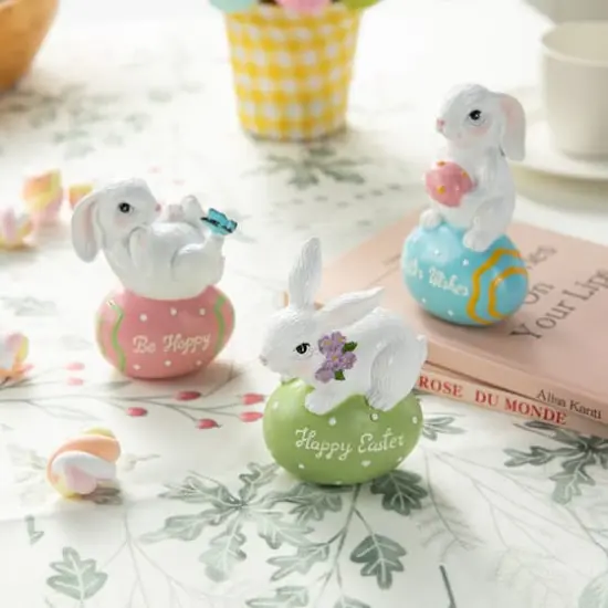 Glitzhome&reg; 4.5" Easter Bunny Table D&eacute;cor Set {4}