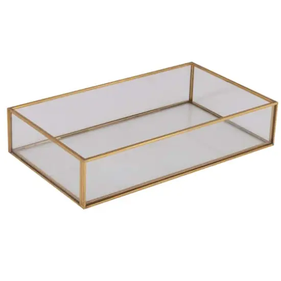 Home Details 9.5" Gold Vintage Glass Keepsake Tray {1}